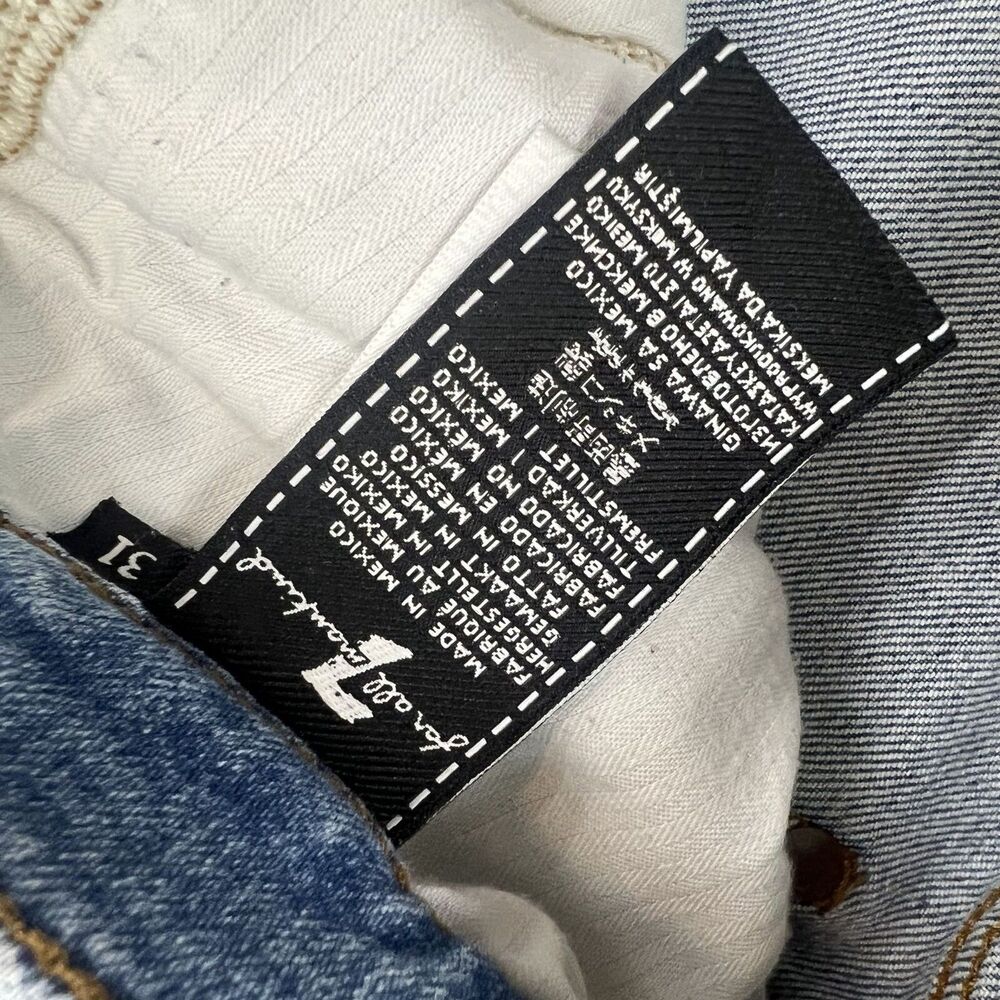 7 for all Mankind Cropped Alexa Raw Hem Colorblock White and Blue Jeans Womens S - Picture 10 of 16